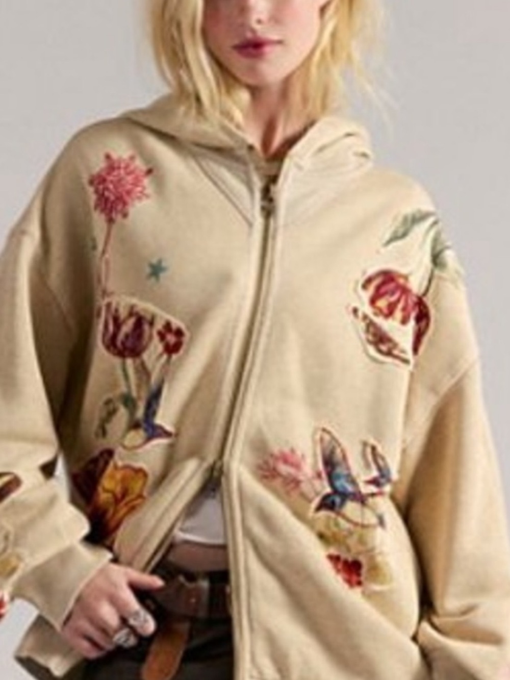 Free People Grandma Zip Up Hoodie. NWT. Size L 🦋🕊️